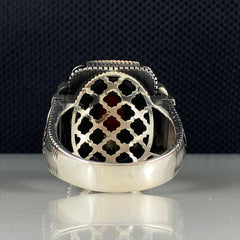 Red Gemstone 925 Sterling Silver Agate Handmade Turkish Ring