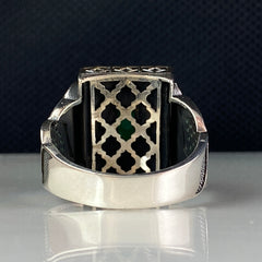 Green Agate Stone 925 Solid Silver Men Handmade Ring