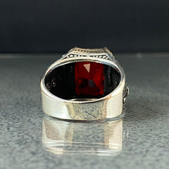 Natural Red Ruby 925 Solid Silver Turkish Handmade Men Ring