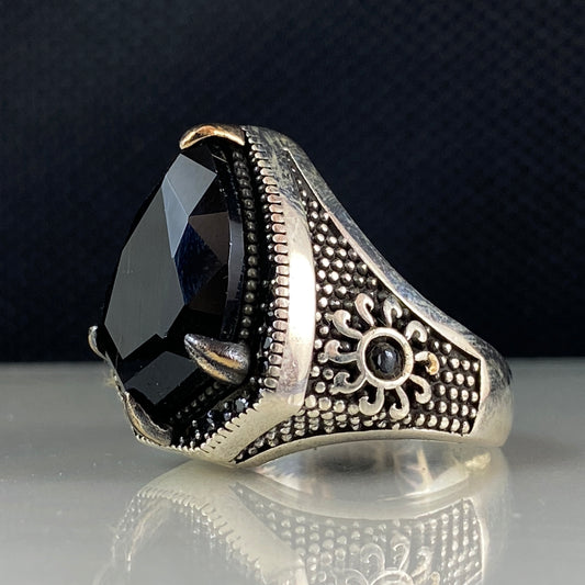 Onyx Gemstone 925 Solid Silver Men Handmade Ring