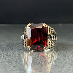 Natural Red Ruby 925 Solid Silver Turkish Handmade Men Ring