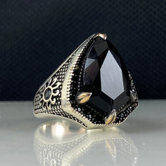 Onyx Gemstone 925 Solid Silver Men Handmade Ring