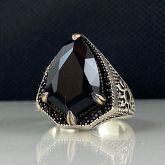 Onyx Gemstone 925 Solid Silver Men Handmade Ring