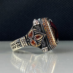 Ruby Gemstone 925 Sterling Silver Men Handmade Ring