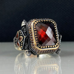 Ruby Gemstone 925 Sterling Silver Men Handmade Ring