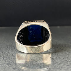 Sapphire 925 Silver Handmade Men Ring