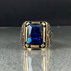 Sapphire 925 Silver Handmade Men Ring