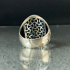 Oval Blue Turquoise Stone 925 Solid Silver Handmade Men Ring