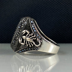 Scorpion Zodiac 925 Sterling Silver Black Onyx Stone Ring