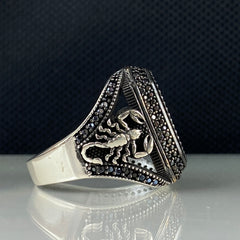 Scorpion Zodiac 925 Sterling Silver Black Onyx Stone Ring