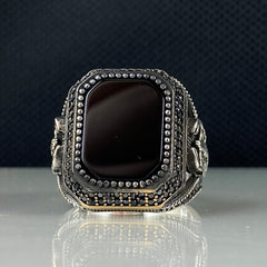 Scorpion Zodiac 925 Sterling Silver Black Onyx Stone Ring