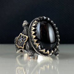 Men Handmade Black Onyx Gemstone 925 Solid Silver Ring