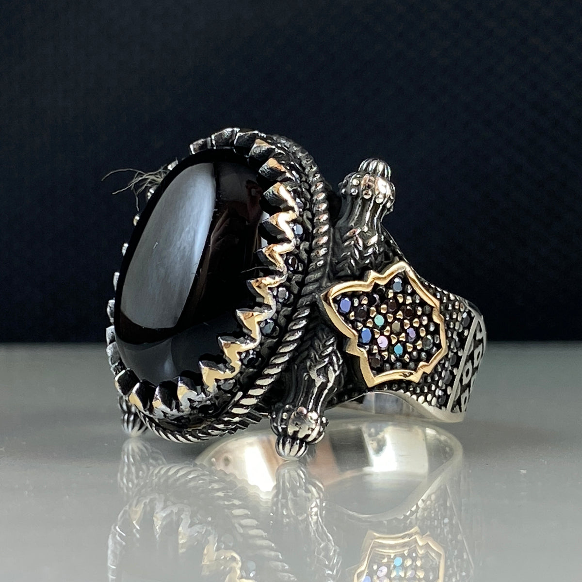 Men Handmade Black Onyx Gemstone 925 Solid Silver Ring