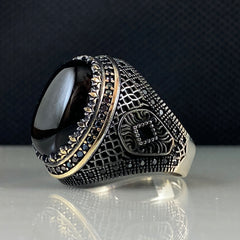 Black Onyx Gemstone 925 Sterling Silver Men Handmade Ring