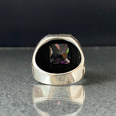 Mystic Topaz Gemstone Handmade 925 Sterling Silver Men Ring