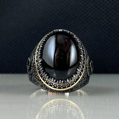 Black Onyx Gemstone 925 Sterling Silver Men Handmade Ring