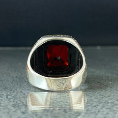 Red Ruby Gemstone 925 Sterling Silver Handmade Men Ring