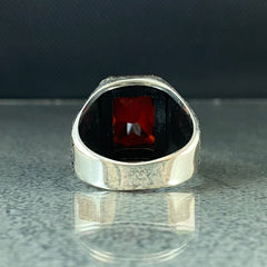 Red Ruby Gemstone 925 Solid Silver Handmade Men Ring