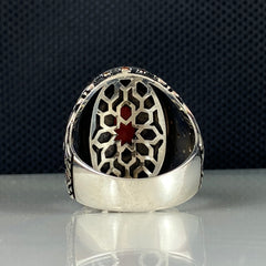 Red Agate Gemstone 925 Sterling Silver Men Ring