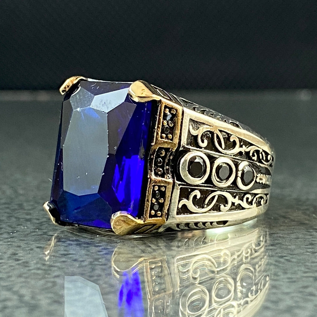 Sapphire 925 Sterling Silver Handmade Ring