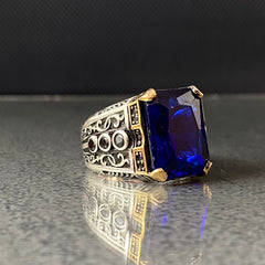 Sapphire 925 Sterling Silver Handmade Ring