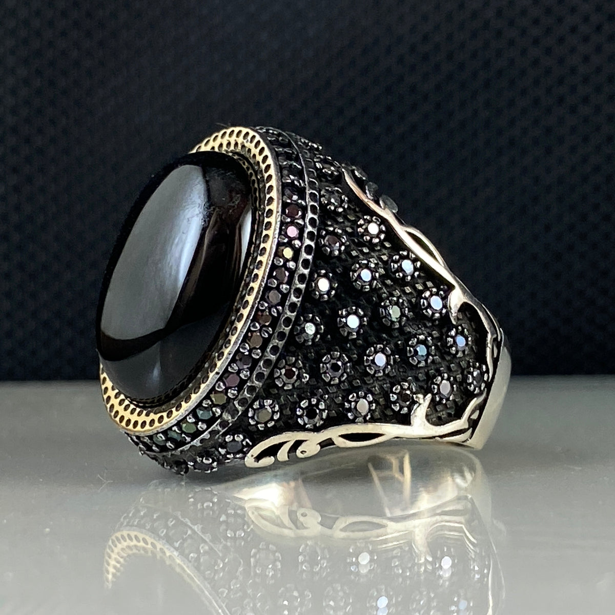 Classic Onyx Stone 925 Sterling Silver Men Ring