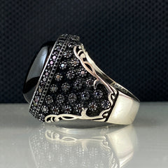 Classic Onyx Stone 925 Sterling Silver Men Ring