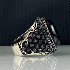 Classic Onyx Stone 925 Sterling Silver Men Ring