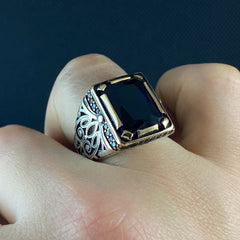 Sapphire 925 Silver Handmade Men Ring