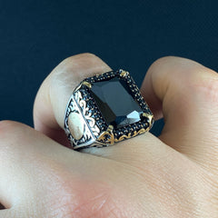 Black Onyx Gemstone 925 Solid Silver Handmade Men Ring