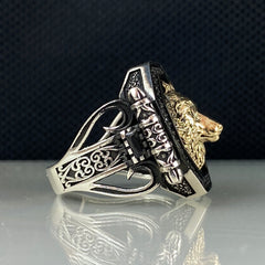 Wolf Animal 925 Solid Silver Men Ring