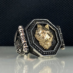 Wolf Animal 925 Solid Silver Men Ring