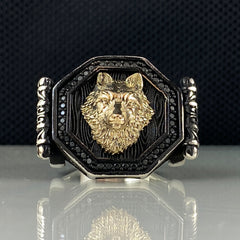 Wolf Animal 925 Solid Silver Men Ring