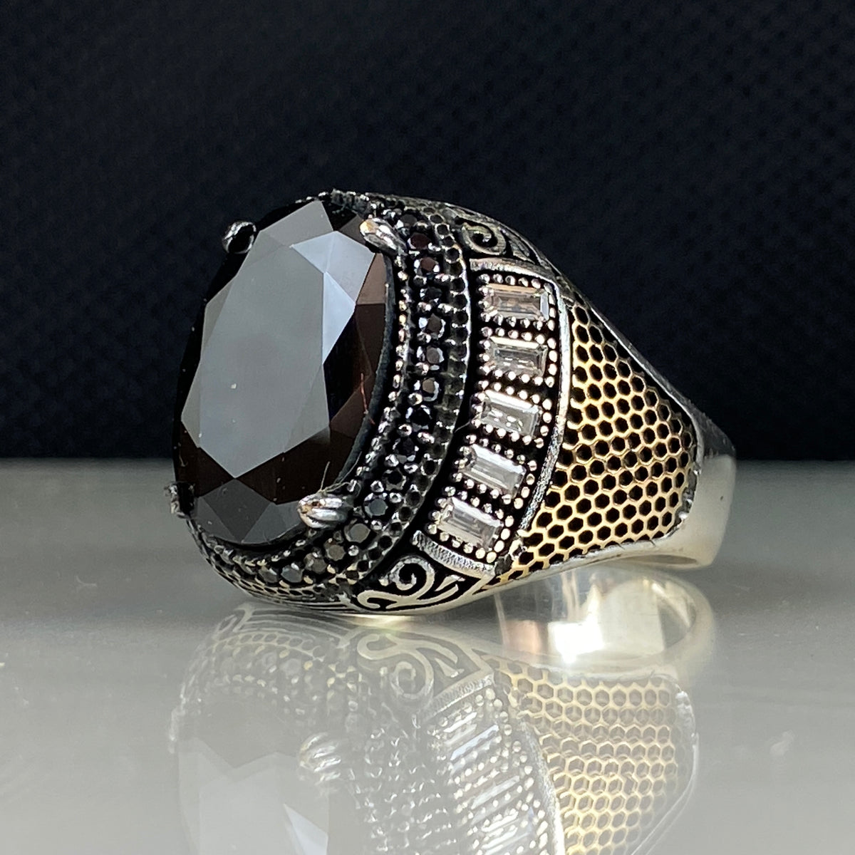 Onyx Gemstone 925 Solid Silver Classic Ring