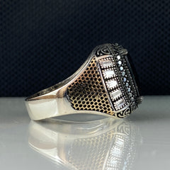 Onyx Gemstone 925 Solid Silver Classic Ring