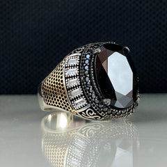 Onyx Gemstone 925 Solid Silver Classic Ring