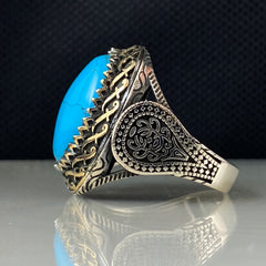 Oval Turquoise Stone 925 Solid Silver Ring