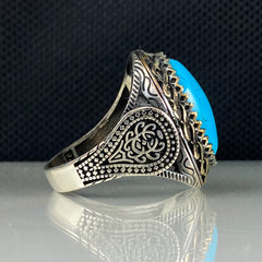 Oval Turquoise Stone 925 Solid Silver Ring