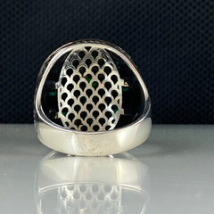 Emerald Gemstone 925 Solid Silver Handmade Men Ring