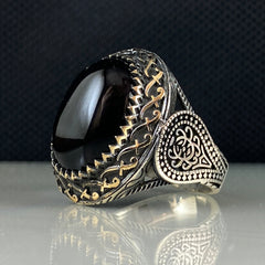 Black Onyx Gemstone 925 Sterling Silver Men Ring