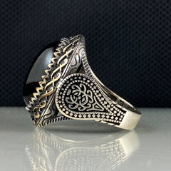 Black Onyx Gemstone 925 Sterling Silver Men Ring