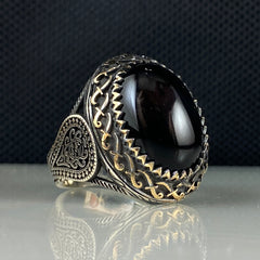 Black Onyx Gemstone 925 Sterling Silver Men Ring