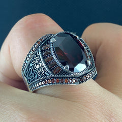 Red Ruby Gemstone 925 Sterling Silver Men Handmade Ring