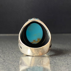 Natural Turquoise Gemstone 925 Solid Silver Handmade Men Ring