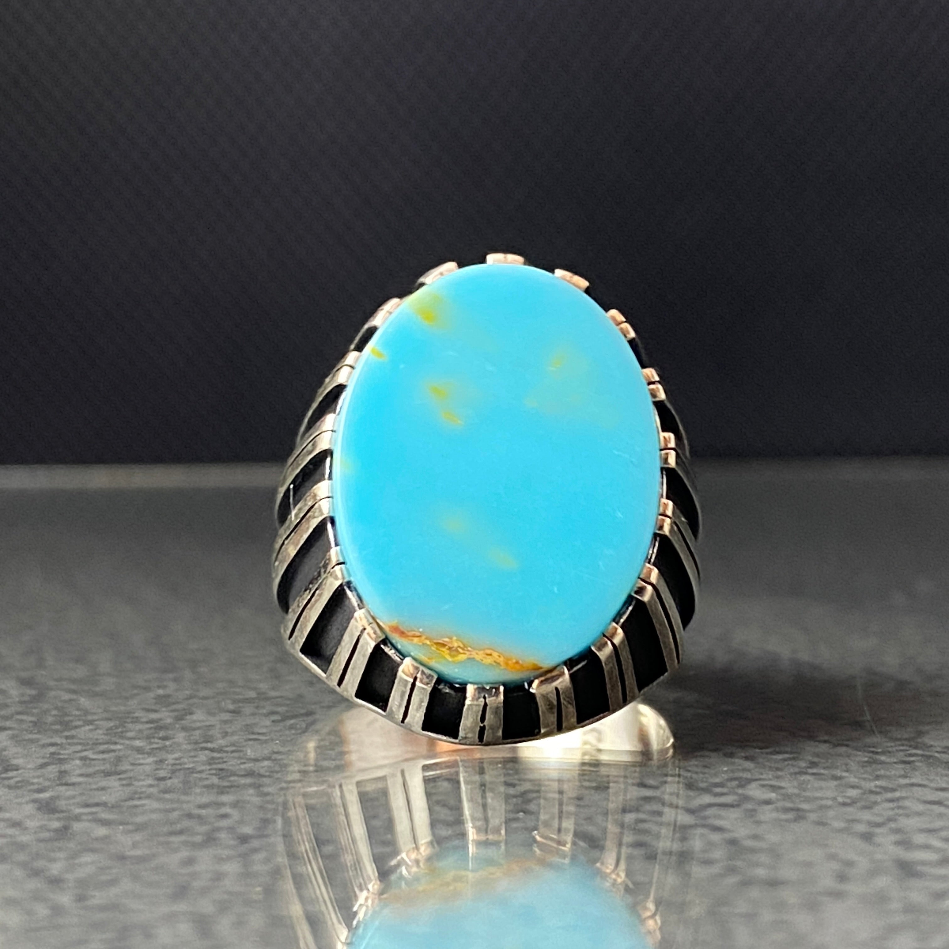 Natural Turquoise Gemstone 925 Solid Silver Handmade Men Ring