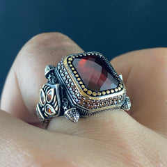 Ruby Gemstone 925 Sterling Silver Men Handmade Ring