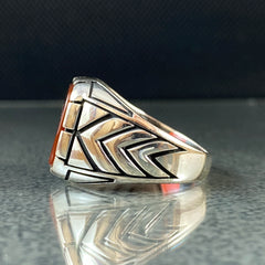 925 Sterling Silver Red Agate Gemstone Handmade Men Ring