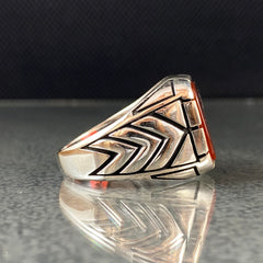 925 Sterling Silver Red Agate Gemstone Handmade Men Ring