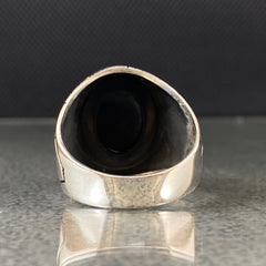 925 Sterling Silver Vintage Handmade Black Onyx Gemstone Ring