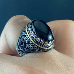 Black Onyx Gemstone 925 Sterling Silver Men Handmade Ring